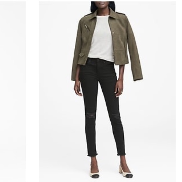 Banana Republic Vegan Stretch Suede Moto Jacket